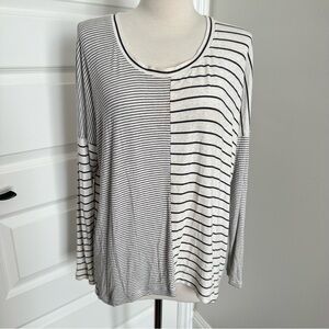 CAbi Black and White Striped Blouse
